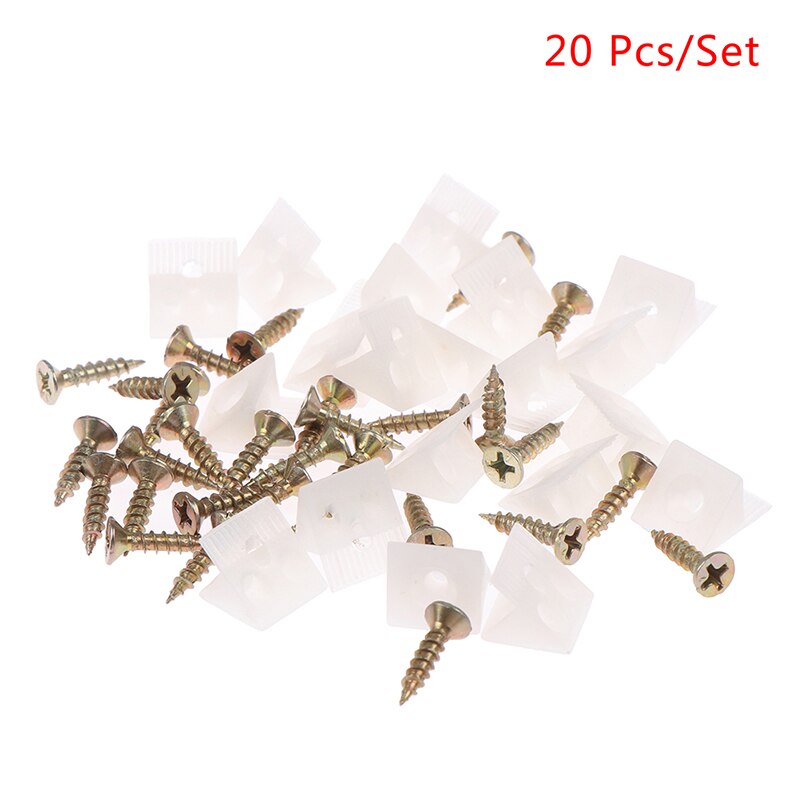 20Pcs/Lot 45 Degree Angle Plastic Corner Bracket Block For Furniture Closet Back Panel w/ Screws