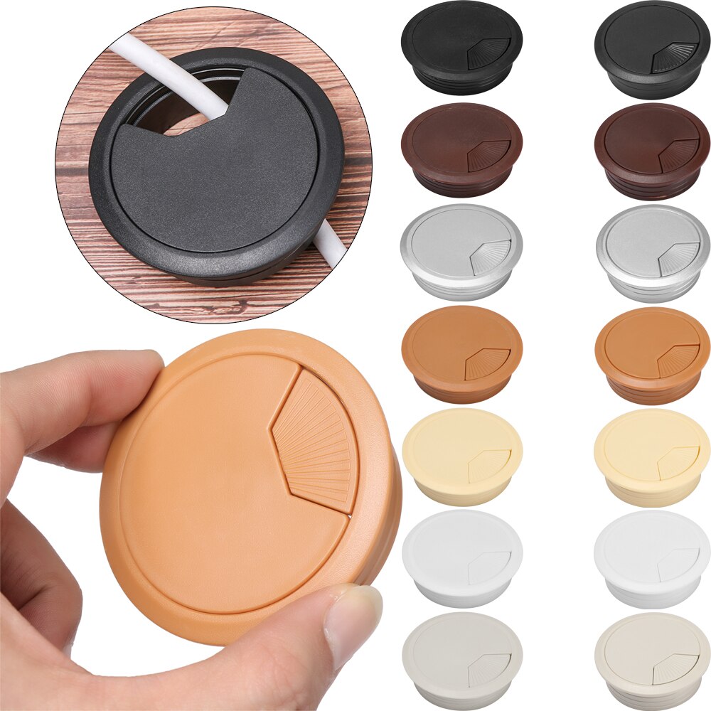 60/80mm Desk Table Plastic Cable Hole Cover Base PC Computer Cable Outlet Port Desk Round Wire Tidy Grommet Furniture Tools