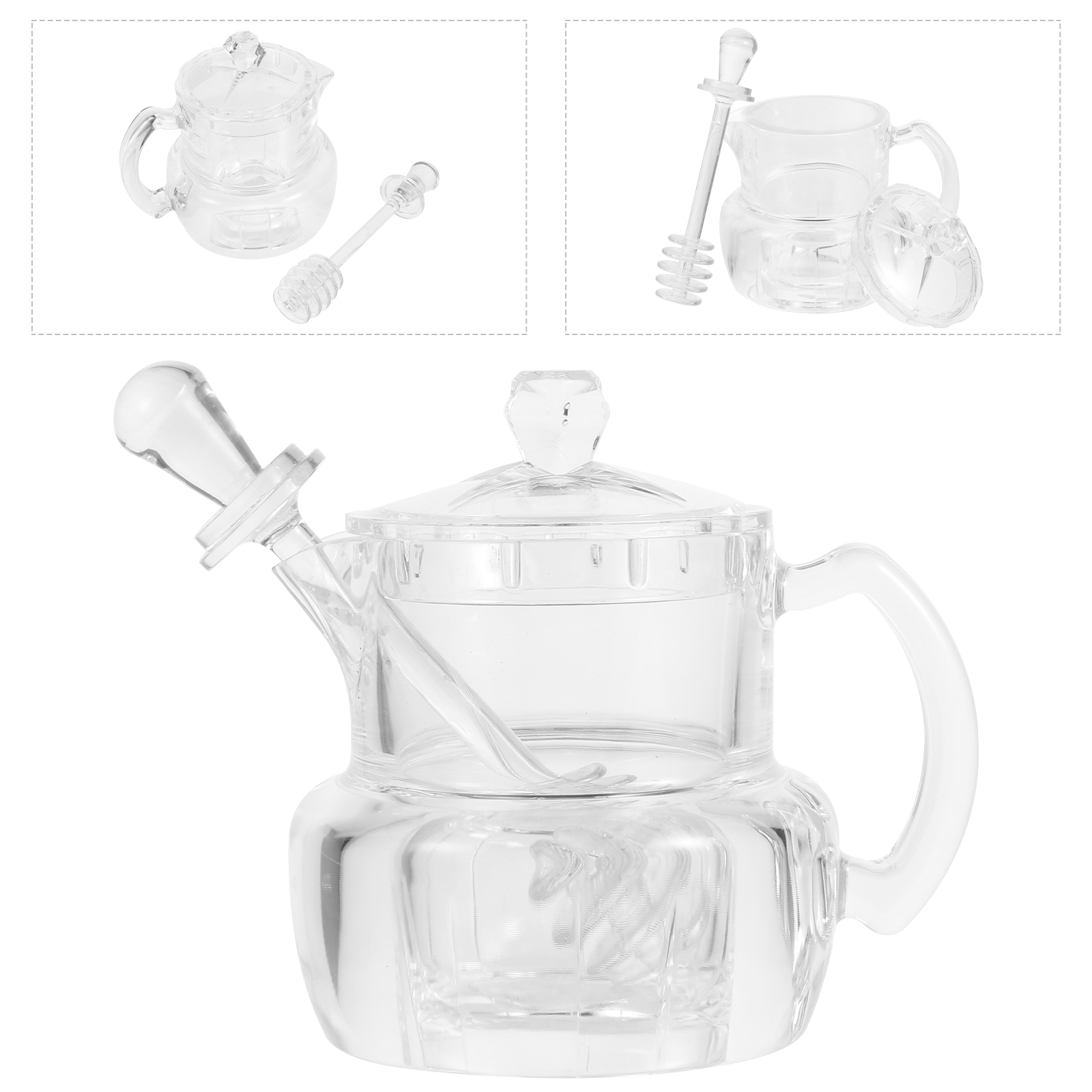 1 Set of Acylic Honey Container Syrup Sugar Pot with Stirring Rod for Kitchen: Default Title