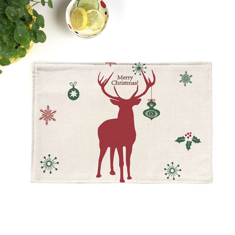 Salvamanteles de lino y algodón de alce de Navidad, salvamanteles de lino con aislamiento occidental, Mantel Individual, servilleta