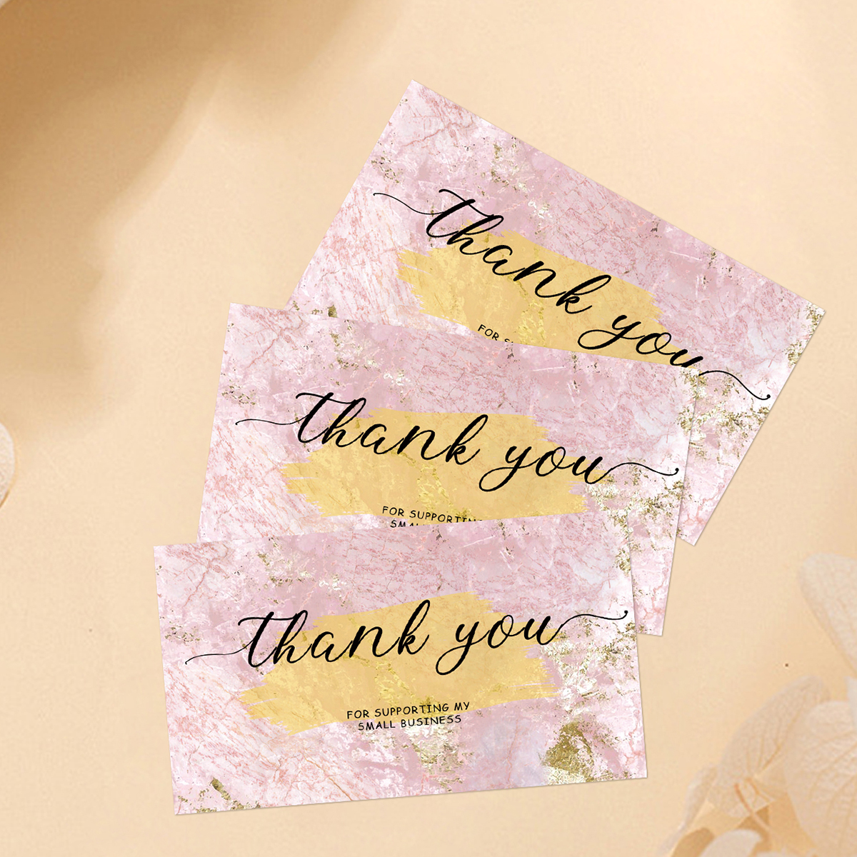 50pcs Thank You Card for Supporting My Small Business Cardstock Thank You Cards for Packaging Party Wedding Invitation Card
