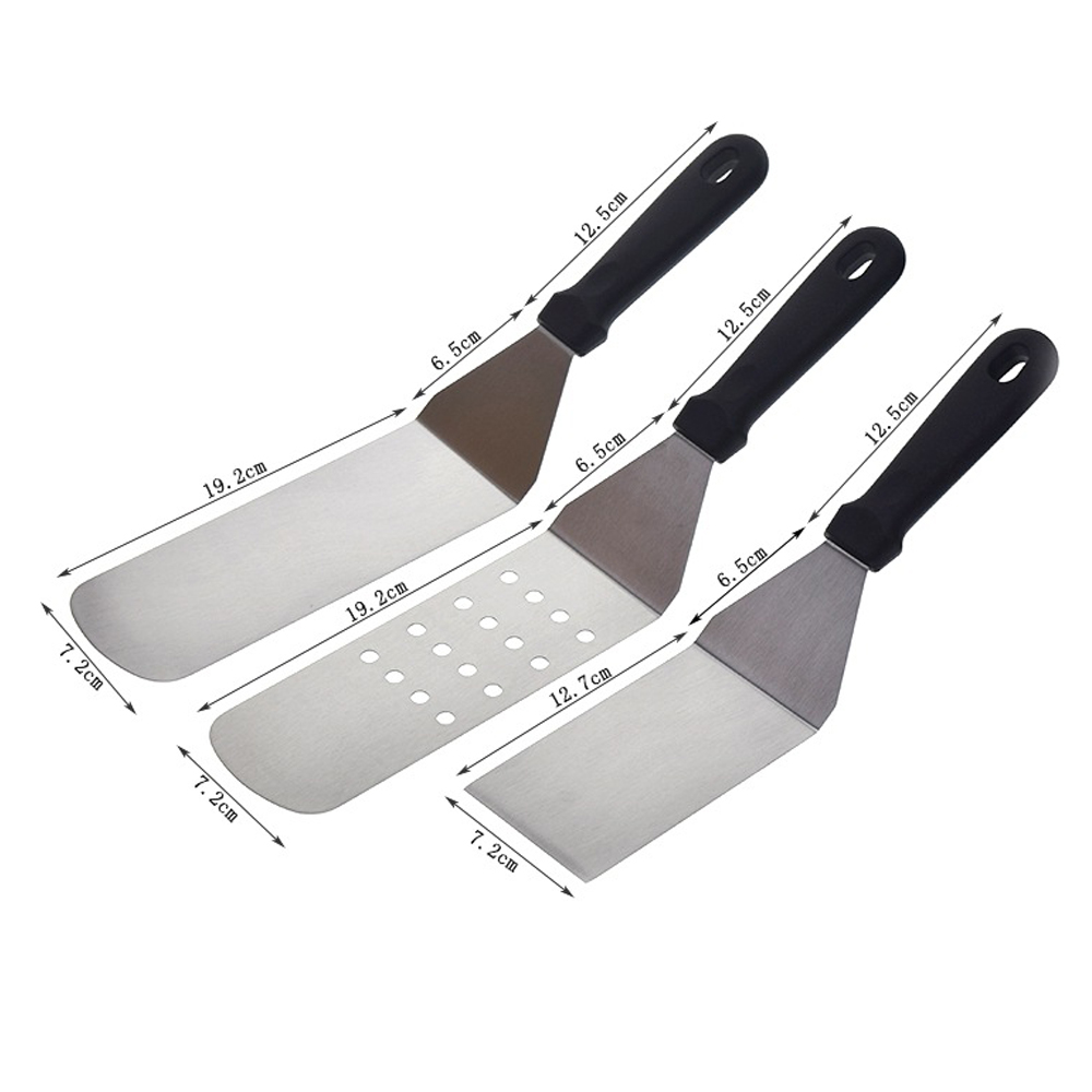 304 Stainless Steel Flat Top Grill Grill Spatula &amp; Scraper Set Kit Kitchen BBQ Flipper Griddle Accessory Tool