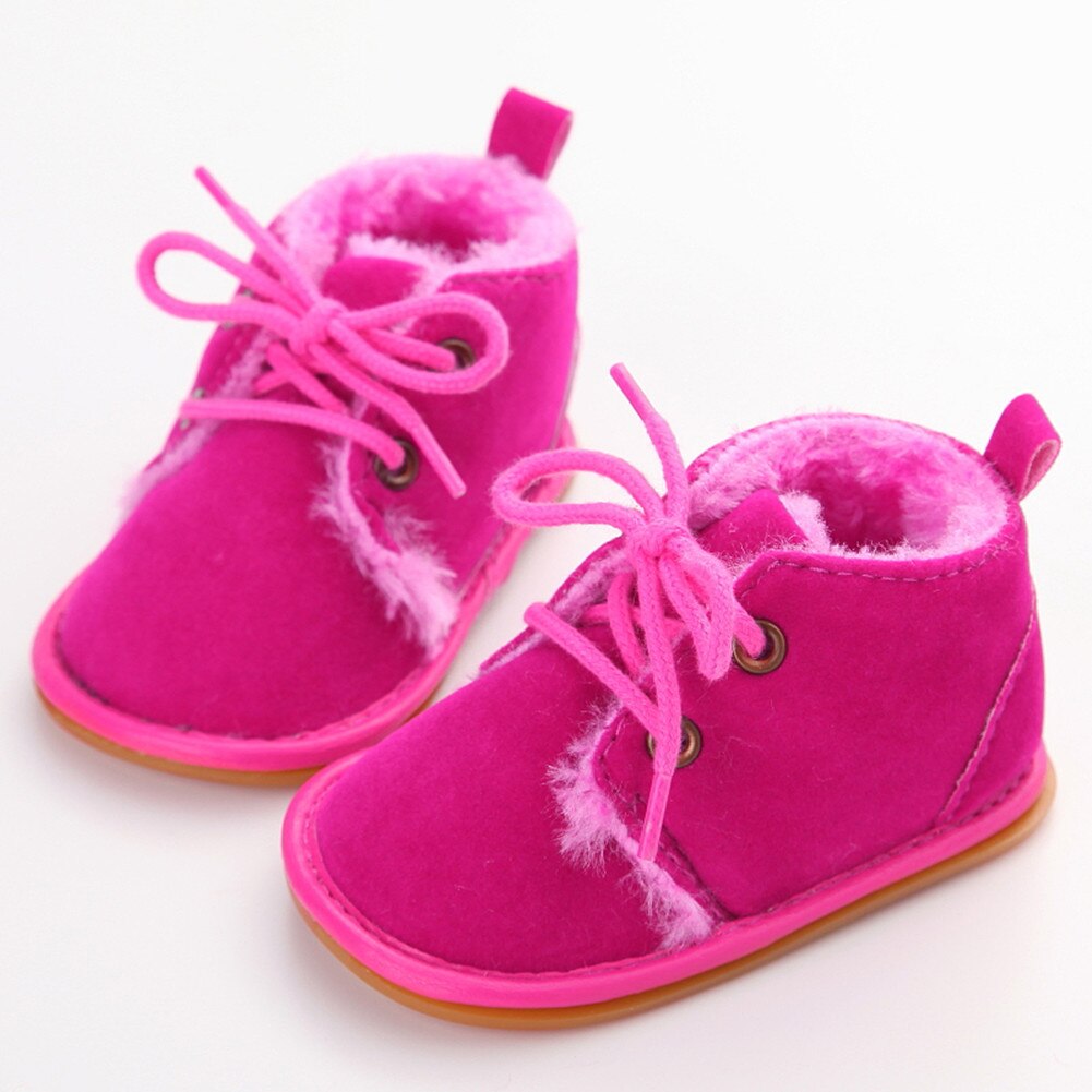 Mode Voorraad Pasgeboren Peuter Sneaker Laarzen Baby Boy Meisje Warme Bont Crib Schoenen 0-18 m: Rood / 13-18 months