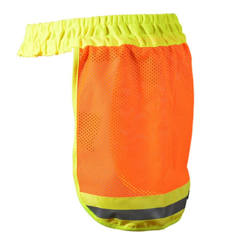 Safety Hard Hat Helmet Neck Cover Sun Protector Reflective Stripe Neon High Visibility Elastic Breathable Mesh Shield: Orange