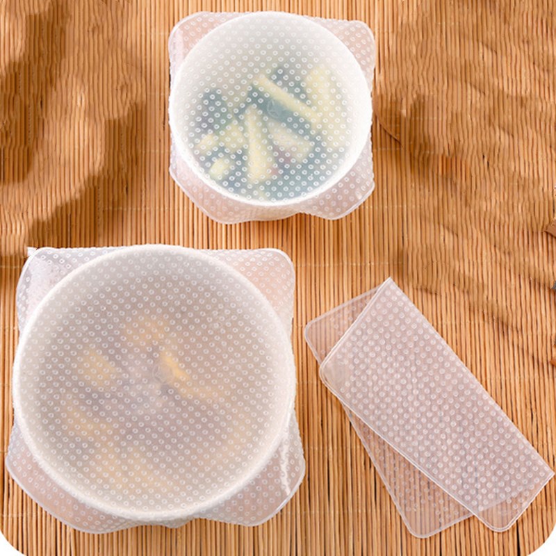 4 pièces Silicone Film alimentaire réutilisable multifonctionnel Eco frais stockage des aliments économiseur enveloppe joint couverture frais emballage alimentaire joint cuisine outil