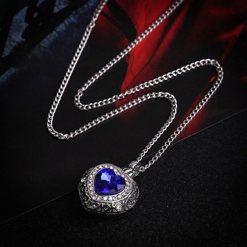 1 stk smuk urne kremering hjerte blå krystal vedhæng askeholder mindesmærke halskæde smykker