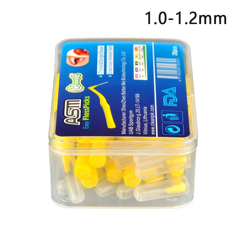20Pcs Angle Interdental Brushes L Shaped Teeth Brush Toothpick Orthodontic Teeth Brush Toothpick Oral Care Tool: Yellow