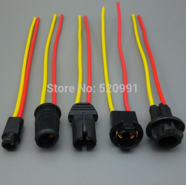 Shhworldsea 2 stk  t10 w5w t5 blød pære holder adaptere kabel led pære stik sokkel kile base pære stik