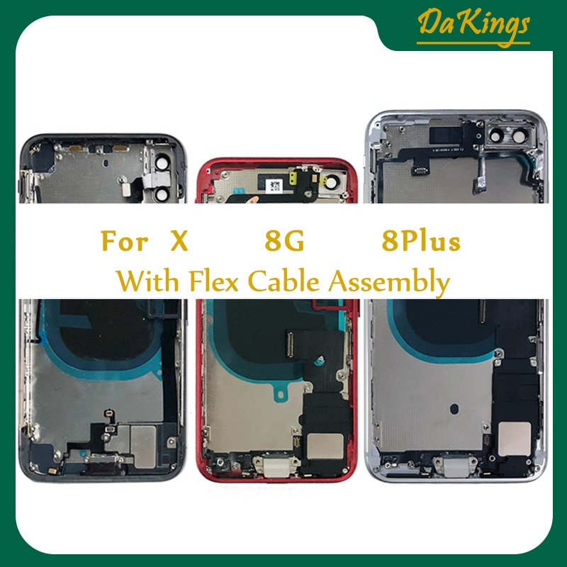 Housing for IPhone 8G 8Plus iphone X Back Glass Battery Door Cover Middle Frame Chassis with Flex Cable Assembly Replacement