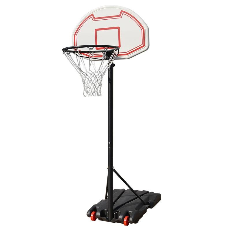 Adjustable Kids Basketball Hoop Stand - Indoor Outdoor Shooting Rack - Steel Pipe, PP Backboard, PE Base - 10KG: Red