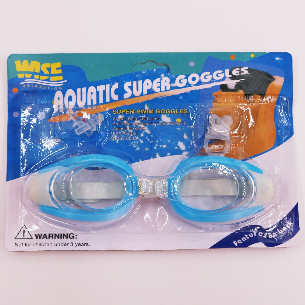 Universal Swimming Goggles for Adults Women Men Waterproof Swimming Goggles Diving Goggles with Earplugs Nose Clip: light blue