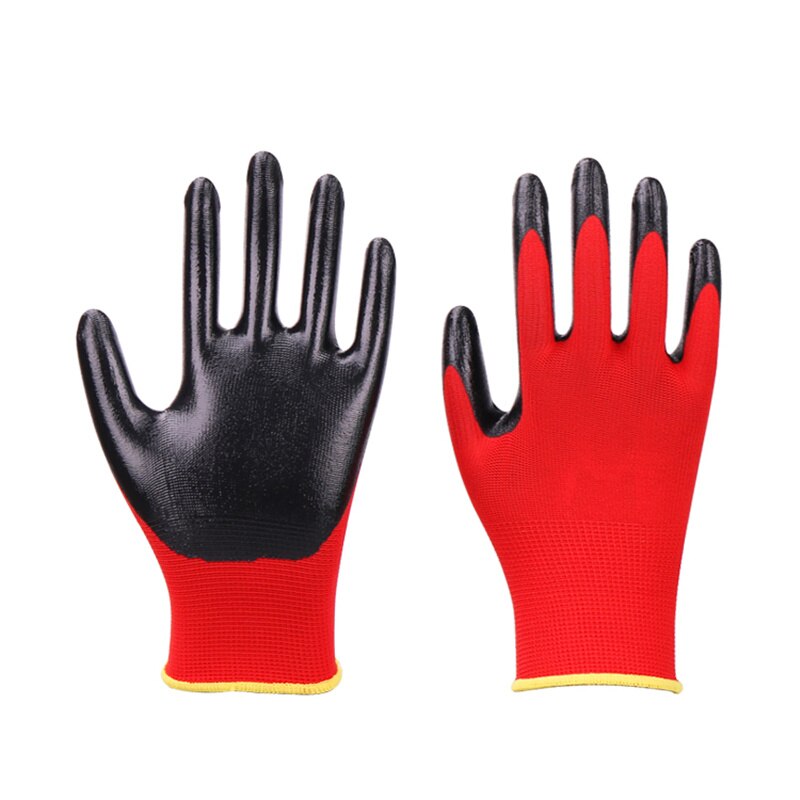 GMG CE Certificated EN388 White Polyester Grey Smooth Nitrile Work Safety Gloves Work Gloves Mechanics: Red / XL