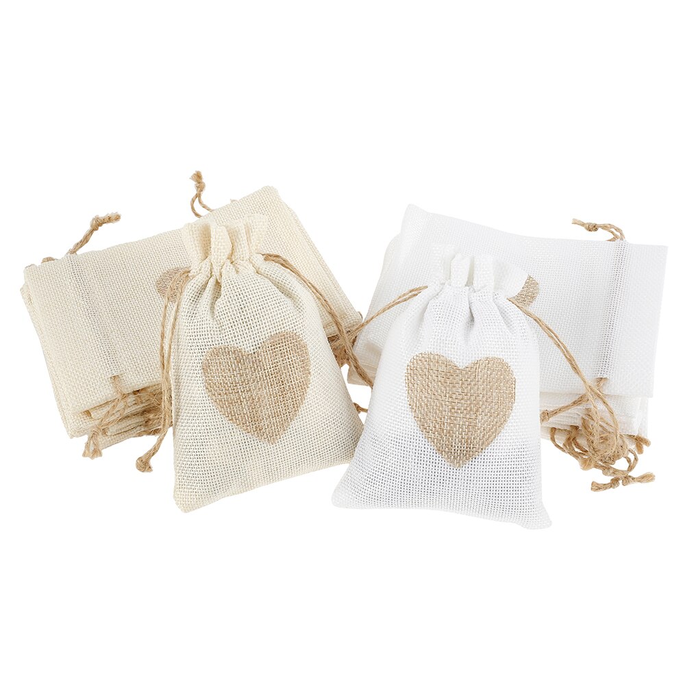 20 paczek lniane worki jutowe serce etui ze sznurka cukierki kieszenie na prezenty na wesele urodziny świąteczne świędo dziękczynienia
