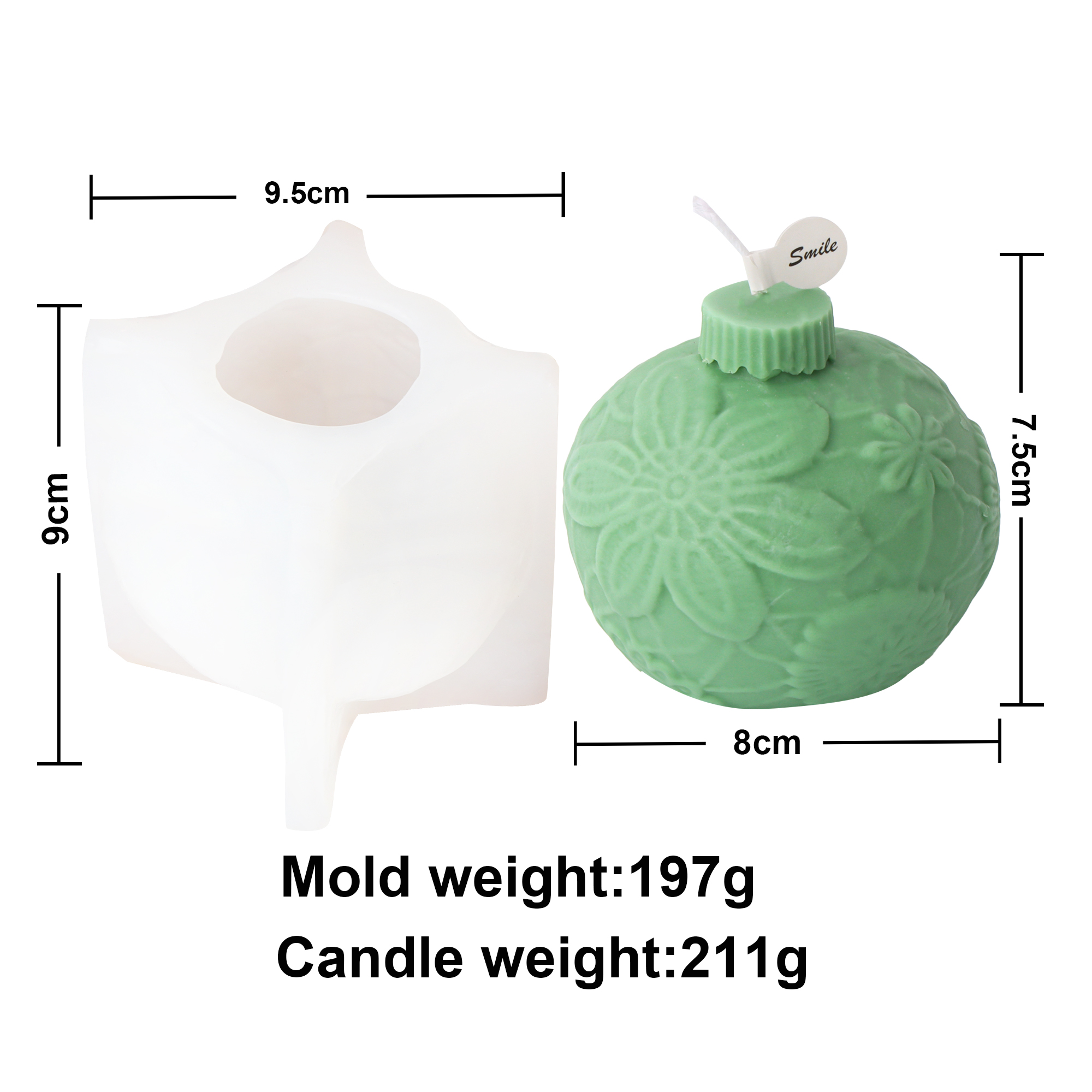 Stampo in silicone per campana di Natale fai-da-te design con sfera di lanterna in rilievo 3D per candele profumate e decorazioni natalizie: prugna