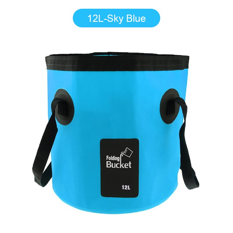20L 12L Folding Bag Water Bucket Storage Container Water Carrier Waterproof Bags Portable For Outdoor Fishing Hiking Camping: Blue 12L