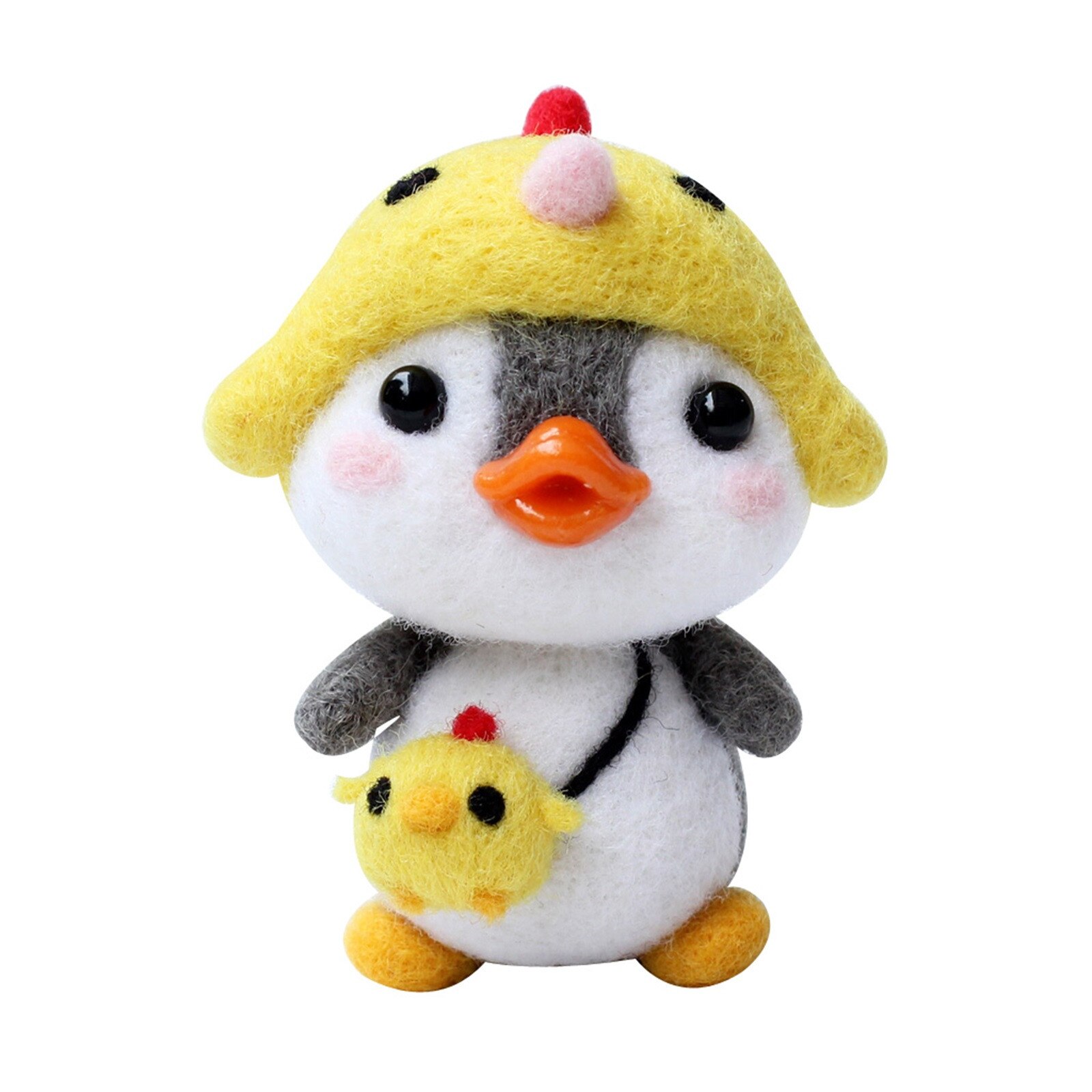 Cute Penguin z czapka w kształcie zwierzęcia Shiba Dinosaur wełna filc rękodzieło Diy nie wykończone Poked zestaw zestaw do rękodzieła dla igły torba materiałowa zestaw: C