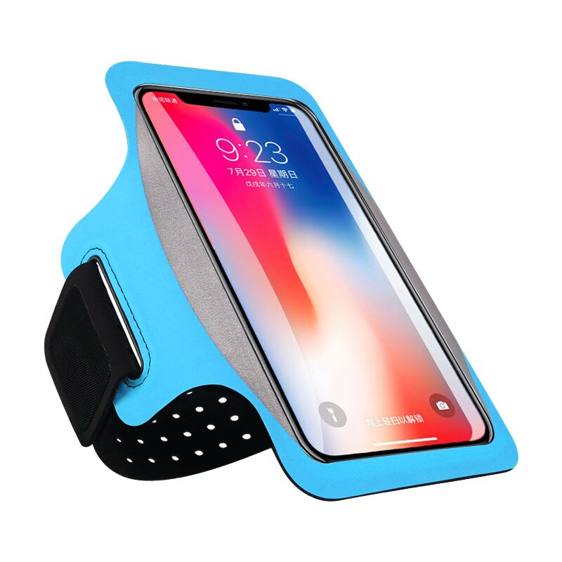 Running Sport Armbands Phone Case On Hand For Samsung S20 S10 A50 iPhone 11 Pro XS Max X XR 8 7 Plus Mobile holder Arm band Bags: Blue