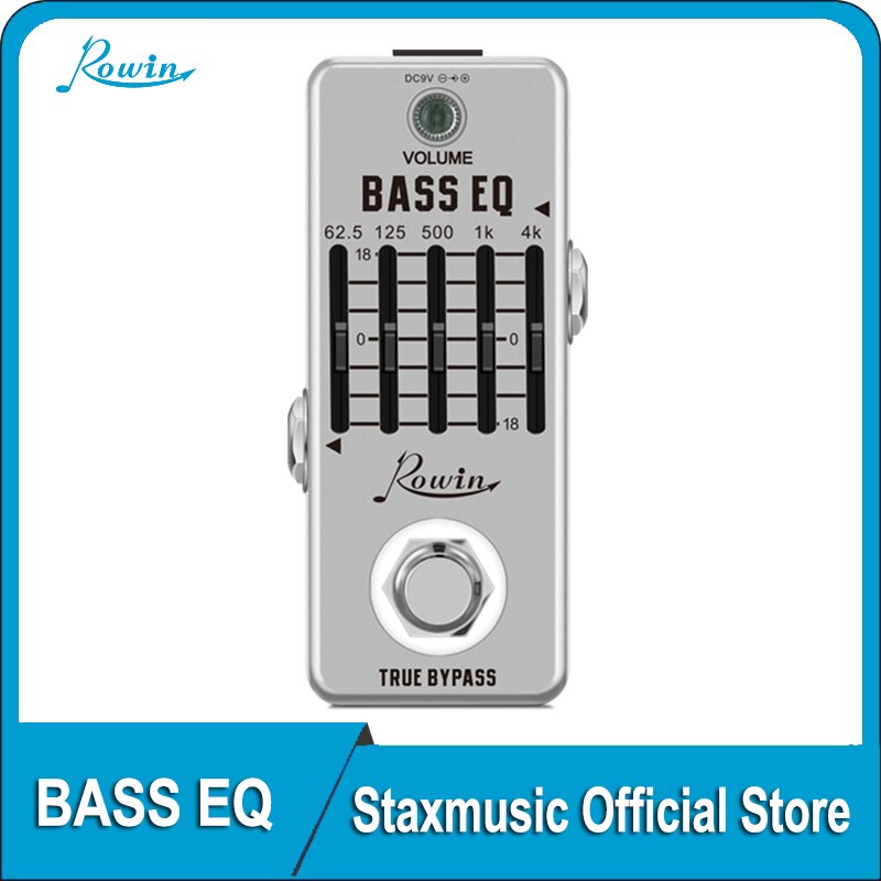 Rowin LEF-317B Bass EQ Pedal 5 Band Equalizer Pedals For Bass Guitar With 5 Band Graphic Mini Size True Bypass