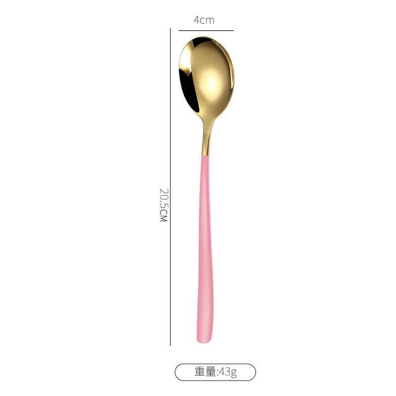 304 Stainless Steel Korean Spoon Long Handle Spoon Dessert Spoon Stirring Spoon Household Eating Soup Spoon Tableware: a10