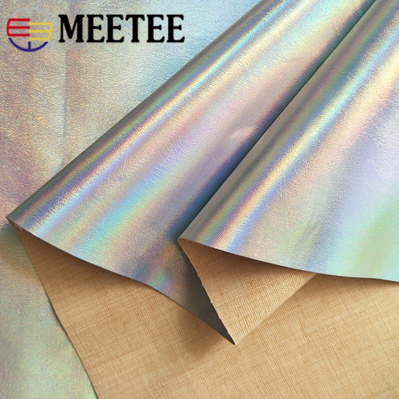 Meetee 50*138cm plata Sinfonía PU tela espejo reflectante impermeable tela para manualidades, costura fluorescente ropa sombrero bolsa Material