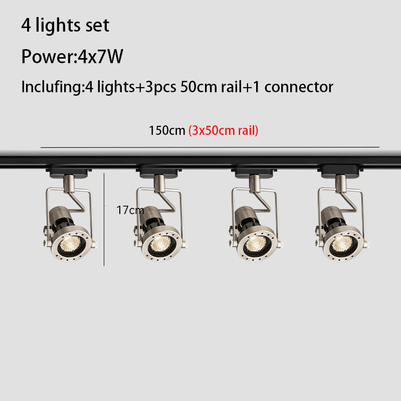LED-Schienenleuchte Ich bin industriellen Stil, Schienenstrahler, Aluminium, gebürstetes Nickel, Farbe Deckenleuchte, ganzes komplettes einstellen, 3/4 Lichter, Wandwäsche