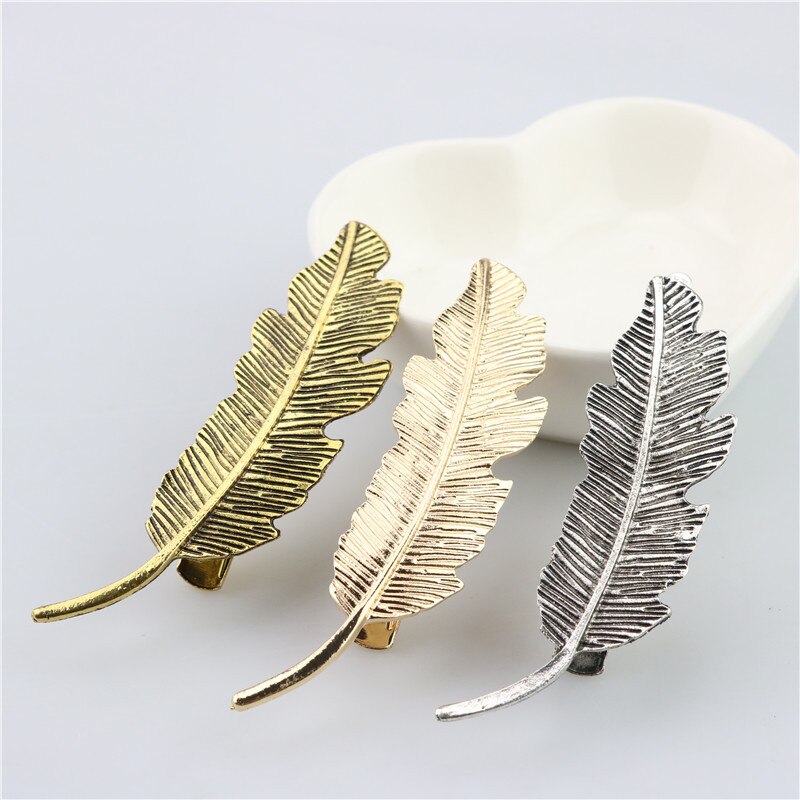 Mode Vrouwen Meisjes Goud Zilver Leaf Veer Haar Clip Haarspelden Meisjes Hoofddeksels Barrette Bobby Pin Festival Haaraccessoires