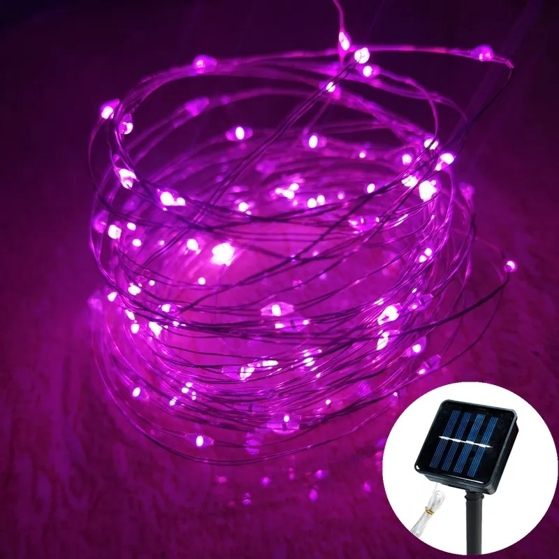 Led solcelledrevne lyskæder 8 tilstande jule-led-lys udendørs have terrasse trådgirlande lys julelys: Rød / 11-15w