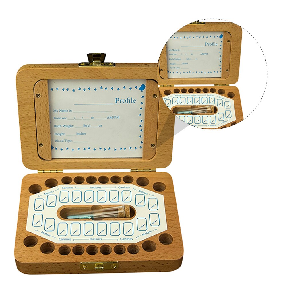1 Set of Baby Teeth Keepsake Box Wooden Deciduous Tooth Storage Box for Baby