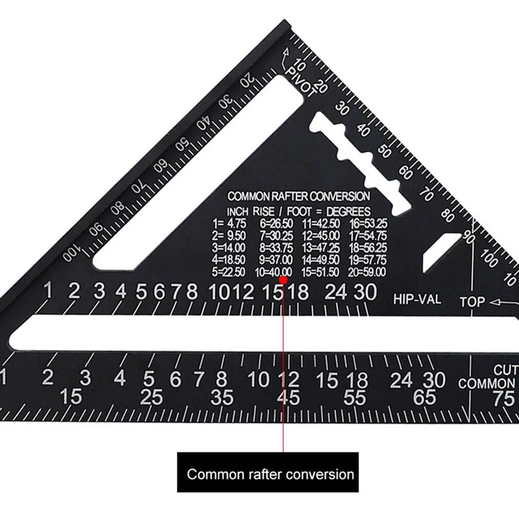 7/12inch Speed Square Metric Aluminum Alloy Triangle Ruler Squares for Measuring Tool Metric Angle Protractor Woodworking Tools