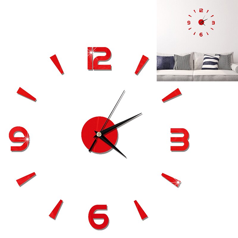 Thuis Wandklok 3D Diy Acryl Spiegel Stickers Voor Thuis Decoratie Woonkamer Quartz Naald Zelfklevende Opknoping Horloge