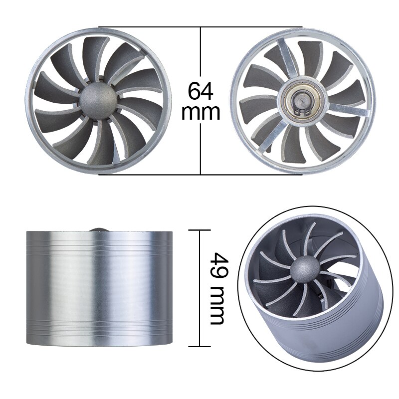 Turbo Supercharger Auto Car Air Intake Turbine Refit Turbo Gas Fuel Oil Saver Fan Turbine Fit for Air Intake Hose: Single sided turbo