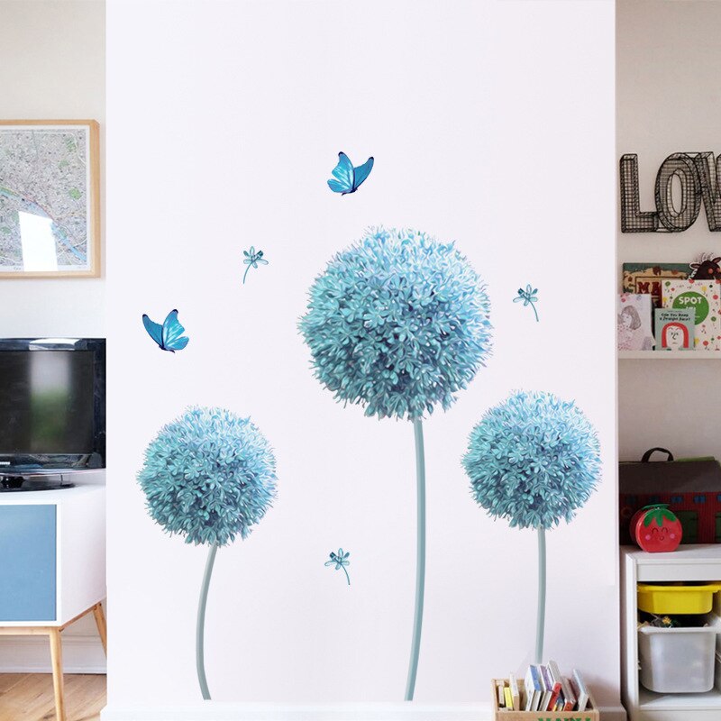 Large Blue Flower wall Stickers Home Decor Wall Decals 3d Wall Sticker Flower Living Room Decoration Large Vinyl Wall Murals: B