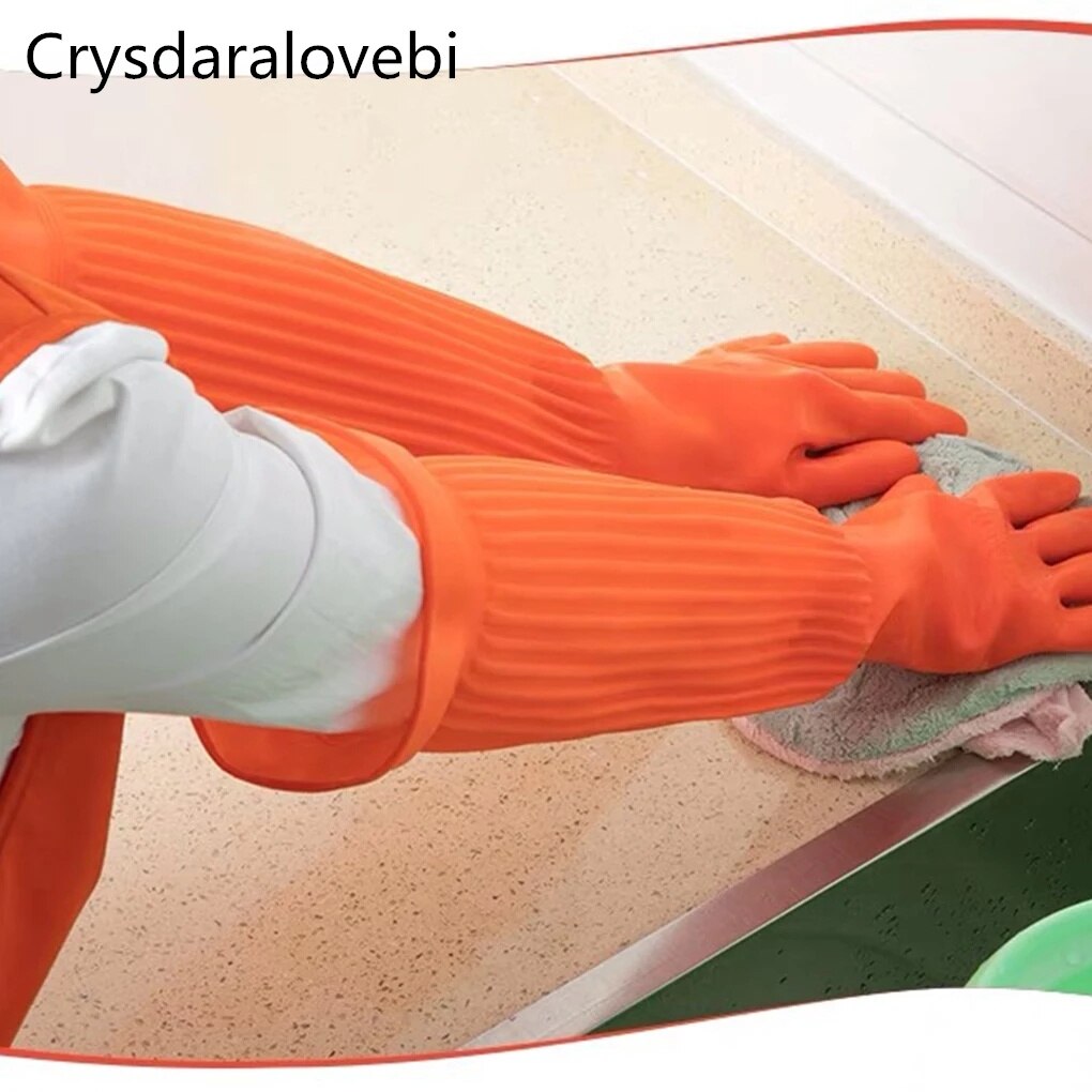 45/55Cm Waterdichte Huishoudhandschoenen Verlengen Ultra Lange Rode Keuken Wassen Gerechten Auto Schoonmaken Rubberen Handschoenen