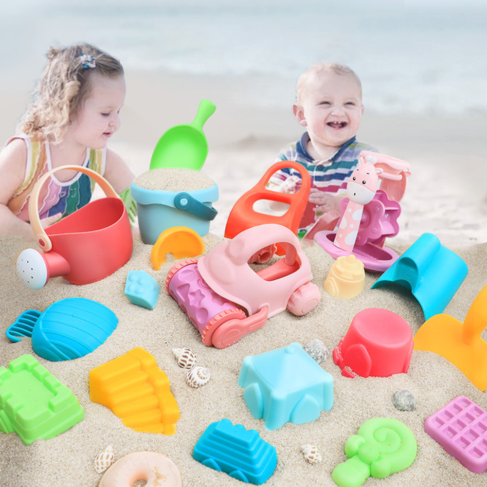 14pcs Summer Kids Soft PP Outdoor Activity Seaside Bucket Cartoon Winter Snow Digging Pit Swimming Pool Beach Toy Set