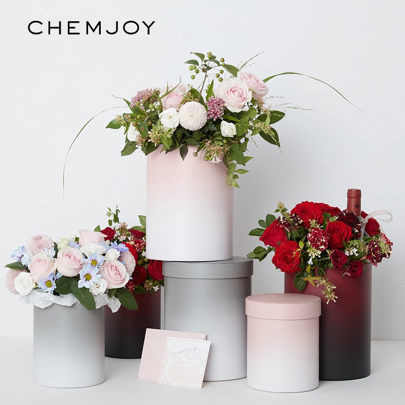 Sæt  of 2 gradient farve blomsteræske med låg kram bøtte buket rose boks bryllup gør det selv dekoration fest blomster emballage kasser