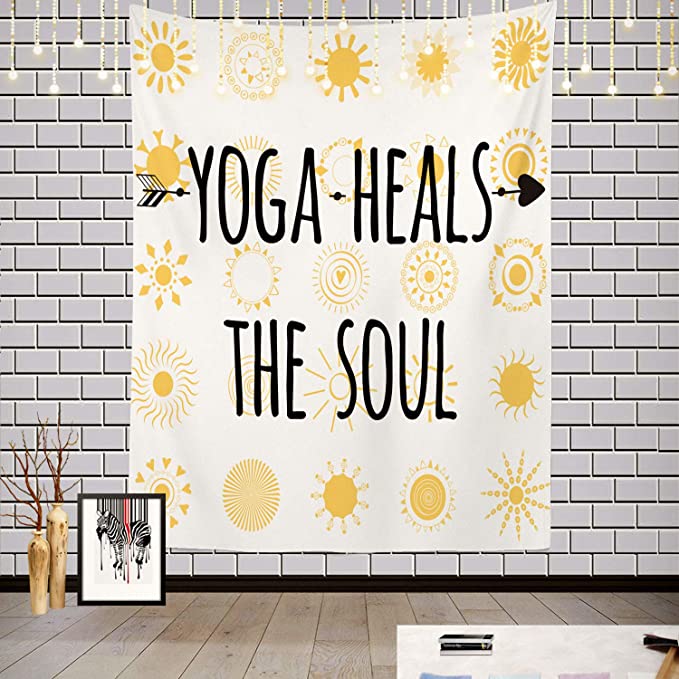 Hompon Inspirerend Yoga Tapijt, Zonlicht Geel, size :( 79 "X 59" En 59 "X 51")