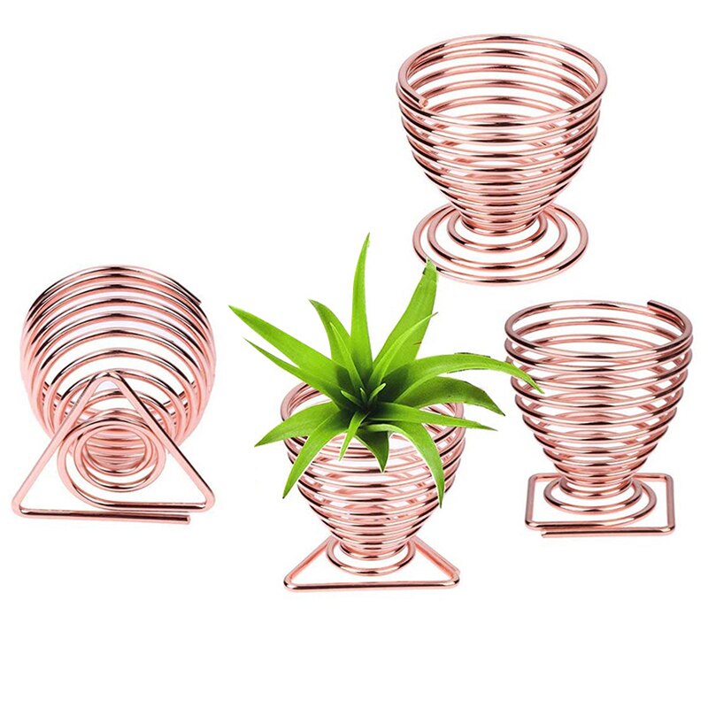 Air Plant Overhead Planting Stand Flower Pot Plant Display Rack, Live Tropical Plants, 4 Pieces, Rose Gold: Default Title