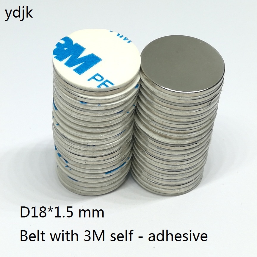 10 Stks/partij Neodymium Magneet 18*1.5 Riem Met 3M Zelfklevende Disc Magneet 18X1.5 N35 ndfeb Magneten Dia 18X1.5