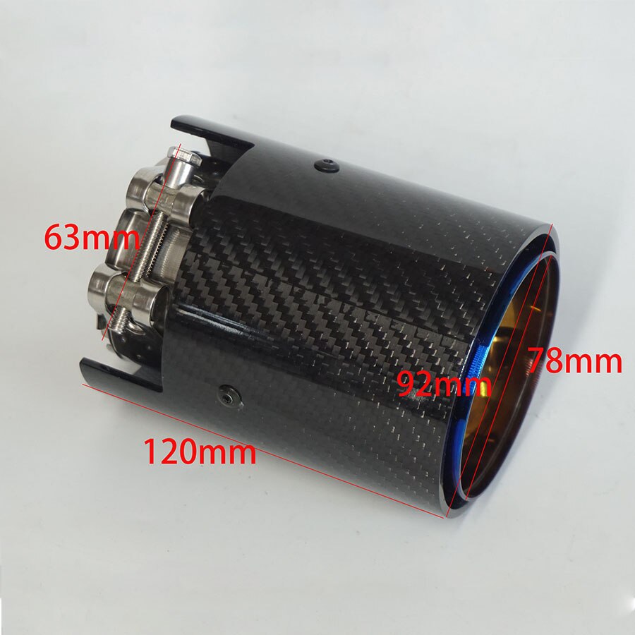 Glossy Auto Uitlaat Tip Gegrilde Blauwe Stijl Real Carbon Fiber Voor M2 F87 M3 F80 M4 F82 F83 M5 F10 m6 F12 F13 63Mm In 92Mm Out