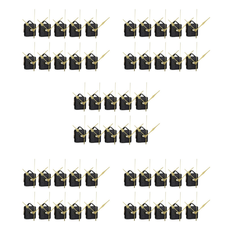 50 Stuks Doe-Het-Zelf Stille Beweging Spil Wijzers Muur Kwarts Klok Bewegingsmechanisme Reparatiegereedschap Deel Klok Kit