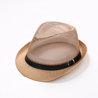 Bowl hat, men and women leisure, European and American ventilated mesh jazz hat couples summer beach shade foreign trade hat: E