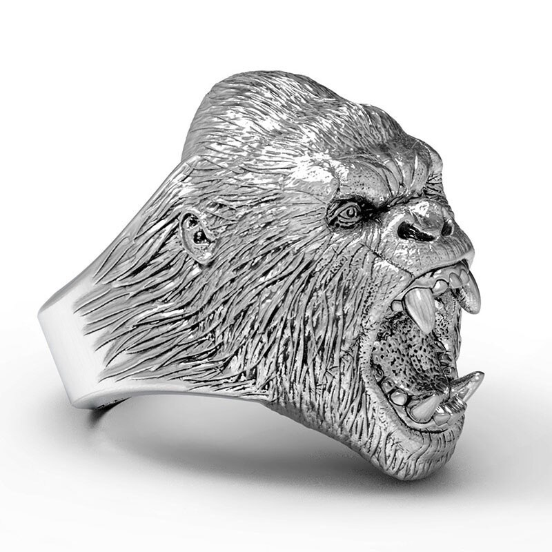 Gorilla Skull Alloy Ring for Men Retro Exaggerated Personality Men's Rings Jewelry Accessories