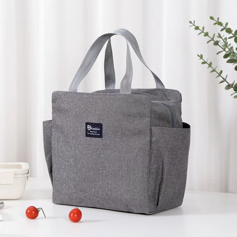 Large Capacity Cooler Bag Oxford Portable Zipper Thermal Lunch Bags Insulated Freezer Bag Camping Picnic Bag: GRAY