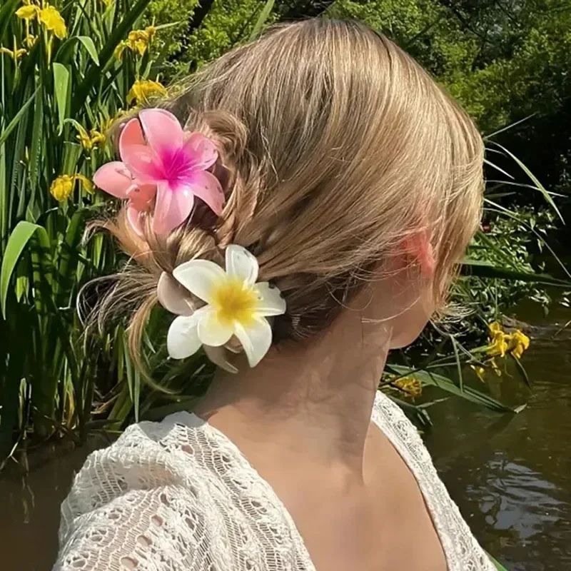 Pince à cheveux fleur de lys bohème pour femmes et filles, pince à cheveux douce, griffes florales, accessoires de , de plage,