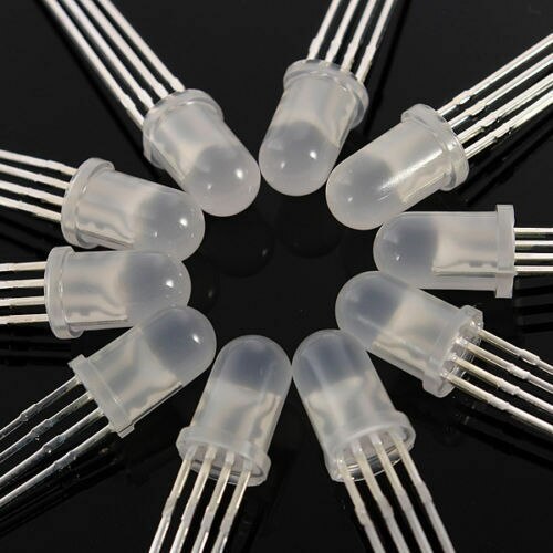 25/50/100pcs 5mm RGB LED Common Cathode Tri-Color Emitting Diodes