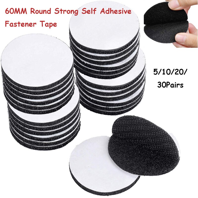 5-30Pairs 60mm Round Strong Self Adhesive Fastener Dots Stickers Hook Adhesive Tape Bed Sheet Sofa Mat Carpet Anti Slip Mat