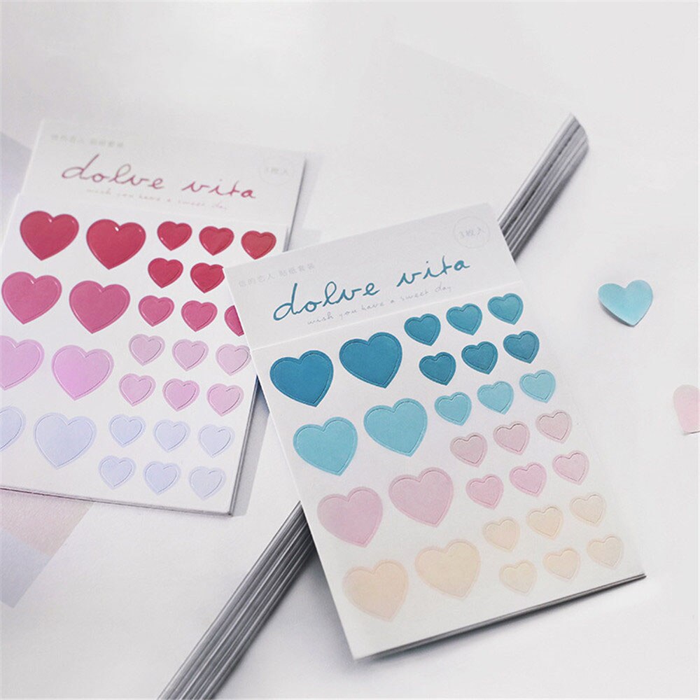 3 Sheets Love Heart Stickers Journal Stickers Kawaii Stationery Sticker DIY Diary Scrapbooking Sticker Cute Washi Stickers