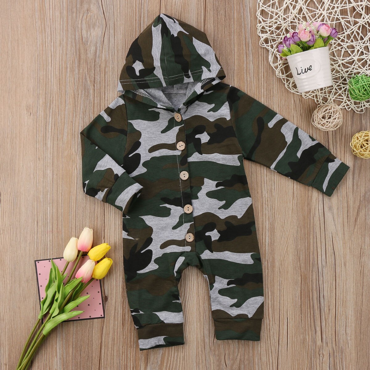 Infant Neugeborenen Jungen Mädchen Camouflage Mit Kapuze Strampler Overall Baby Kid Overall Outfit Kleidung