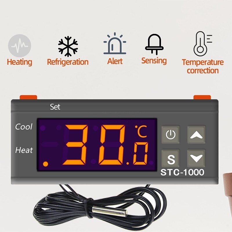 Termostato Digital LED para incubadora, instrumento de Control de temperatura, relé termorregulador, incubadora de calefacción para enfriamiento electrónico