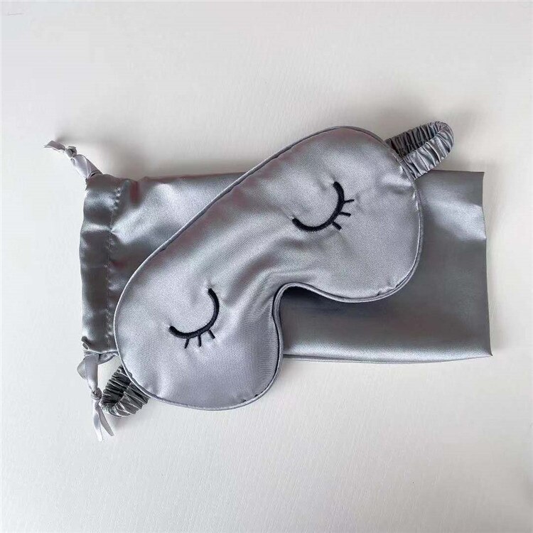 1pcs Eye Cover Silk Sleep Eye Mask Relax Sleeping Padded Shade Patch Eyemask Blindfolds Women Men Travel Sleep masks for relax: Grey
